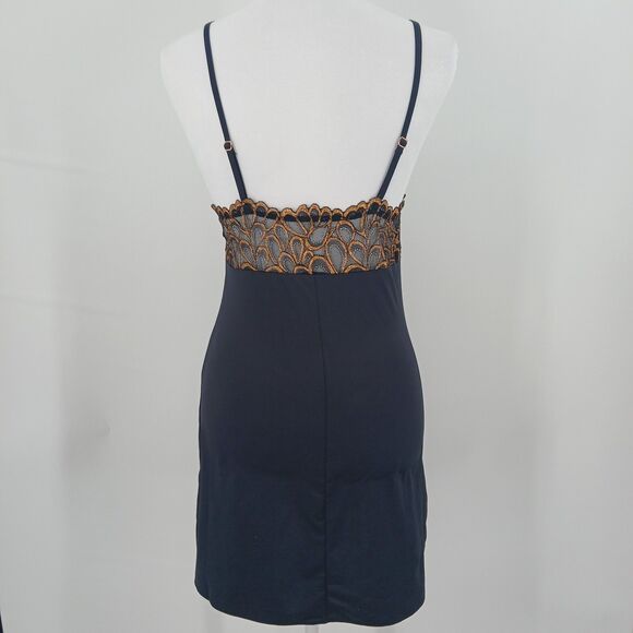 Savage X Fenty Slip Nightie Black & Gold Lingerie Dress Sexy Nightgown - Picture 2 of 6